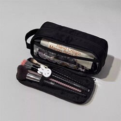 Muji-Style Makeup Bag, New Large-Capacity Travel Portable Makeup Brush Organizer, Simple Design