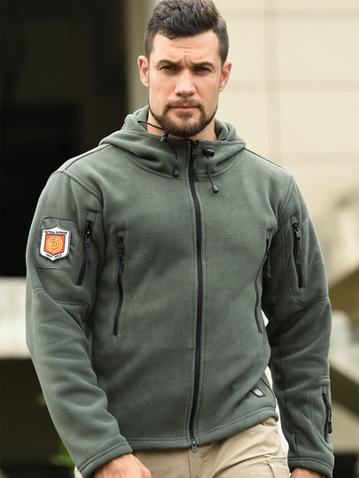 Chaqueta de Forro Polar con Capucha Hanwild para Hombre Cárdigan