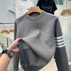 
Men's sweater autumn and winter thickened inner top clothing high-end knitted sweater American tb sweater bottoming shirt