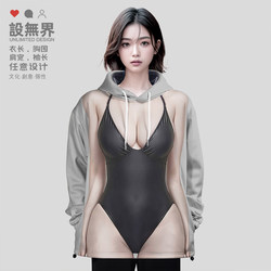 3D Realistic Beauty One-Piece Swimsuit Sexy Figure Creative Pattern Plus Size Hooded Sweatshirt Unisex Design Boundless