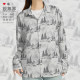Western denim illustration plant forest forest series large size long-sleeved shirt men's and women's European and American style design
