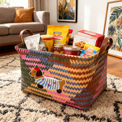 Snack Storage Basket, Living Room Imitation Rattan Storage Basket, Household Organizing Toy Basket, Storage Basket, Woven Storage Basket