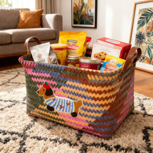 
Snack storage basket living room imitation rattan sundries storage basket home organizing toy basket storage basket woven storage basket