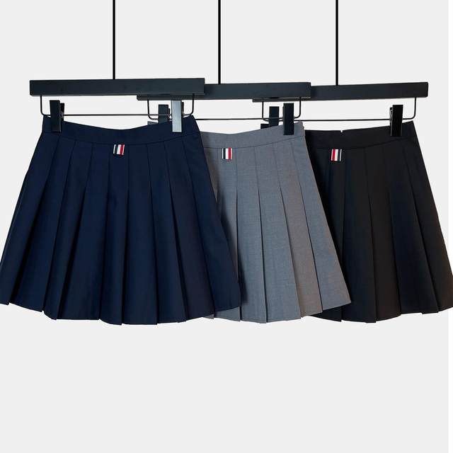 Suit tb gray pleated skirt A -line high waist, thin waist thin skirt, hidden cyan skirt skirt, female spring and autumn
