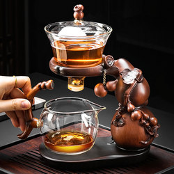 Glass Automatic Kung Fu Tea Set 2025 New Model Tea Drinking Set Lazy Person Magnetic Tea Brewing Pot Gadget Supplies Collection