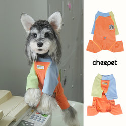 Schnauzer Fun Pet Clothing Autumn and Winter German Velvet Color-Block Four-Legged Warm Base Shirt Bichon Puppy Clothing