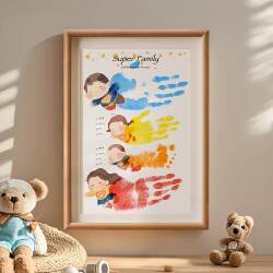 One-Year-Old Full-Month Hand and Foot Prints, 100-Day Hand and Foot Prints, Souvenirs, Baby Hand and Foot Prints, Family of Four Keepsake