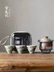 Xiyuanji Ge Lò vẽ tay du lịch ngoài trời bộ trà di động một nồi ba ly nhanh cốc uống trà bộ ấm pha trà hoa cúc Trà sứ