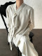 14GSL niche high-end French streamer stand collar shirt design sense cut oblique placket neutral style simple shirt