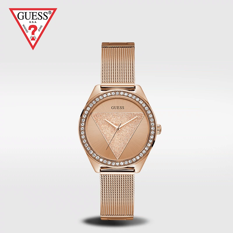 【新品】Guess手表女士玫瑰金潮流时尚满天星炫目休闲水晶腕表-Taobao