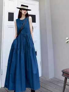 
Minimalist Hepburn style long dress for women summer 2026 new style literary casual loose A-line lazy style long dress