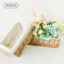 Linlangfang's New Set of Two Rectangular Flower Baskets, Simulated Rattan Wicker Flower Arrangement Baskets, Floral Flower Shop Storage Baskets