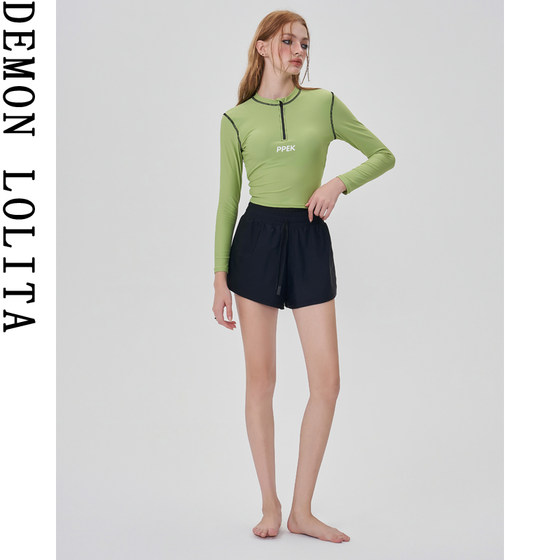 
Swimsuit women's 2025 new split skirt style long sleeve conservative slim belly cover sports hot spring vacation swimsuit women