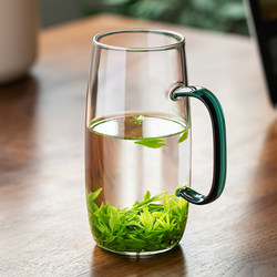 Thickened Glass Cup, High Temperature Resistant Green Tea Cup, Men's Tea Cup with Handle, Office Drinking Cup