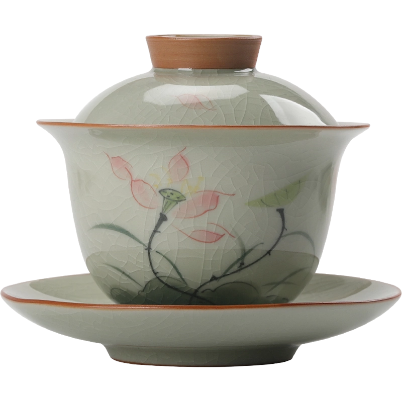 中国茶器 景徳鎮 龍鳳呈祥陶磁三才蓋碗 湯飲み 茶碗 新品未使用 中国