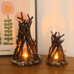 Creative night light, simple retro decoration, handmade tree branch shape, LED burning bonfire B&B three-dimensional desktop decoration