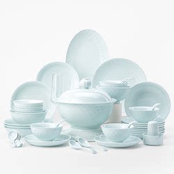 Underglaze Color Dinnerware Set for Home Use 2026 New Model High White Porcelain Celadon Bowl Jingdezhen Ceramic Bowl and Plate Housewarming Gift