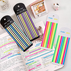 Colorful Fluorescent Ultra-Thin Sticky Notes, Classification Label Stickers, Student Key Point Marking Stickers, Transparent Waterproof Pet Long Strip Small Index Stickers, Stationery