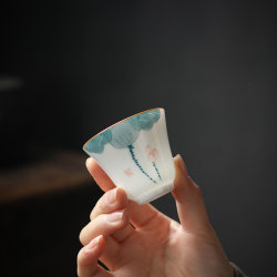 Jingdezhen Hand-Painted Porcelain Kung Fu Tea Cup, Home-Use Hand-Painted Floral Pattern Master Cup, Ceramic Hand-Painted Single Cup