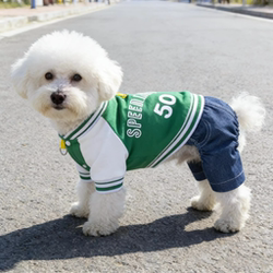Dog Clothes Spring and Summer Thin Baseball Jacket for Teddy, Bichon, Pomeranian, Small and Medium-Sized Dogs, Stylish Sweatshirt Pet Four-Legged Outfit