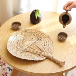 Purely Hand-Woven Cattail Leaf Fan for Summer, Suitable for Babies and the Elderly, for Cooling and Mosquito Repellent, Chinese-Style Craft Cattail Fan
