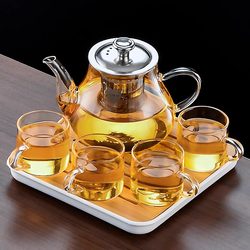 Glass Tea Set for Home Use, Transparent, Thickened, Heat-Resistant Teapot, Kung Fu Tea Maker, Teacup, Teapot, 2025 New Model