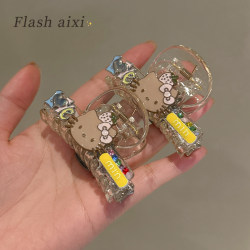Cute Cartoon Medium-Sized Shark Clip for Half-Up Ponytail Hair Accessory with Hello Kitty Design