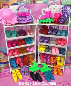 Papangbie doll shoes high -heeled shoe crystal shoes sports pulley shoe rack storage shelves girl toy doll

