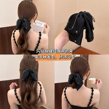 2025 new temperament bow grabbing the back of the head simple half-tied hair ponytail hair grabbing out versatile hair clip for women
