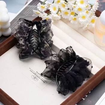 
2025 spring and summer new pleated mesh banana clip high-end temperament versatile simple and elegant meatball clip hair accessories