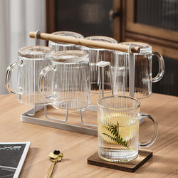 High-End Glass Drinking Cup Set for Home Use, Suitable for the Living Room, with a High Aesthetic Appeal, Featuring a Handle, for Milk, Juice, and Tea
