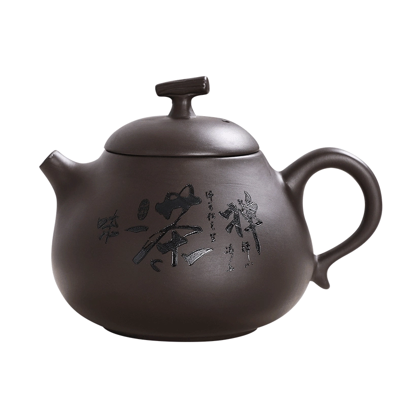 友人館蔵 古紫砂製 半月壺 顧景舟款 茶壺 紫砂壺 急須 茶道具