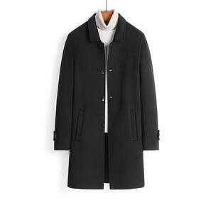 
New 100% wool coat mid-length lapel cashmere-free coat for men's business woolen coat