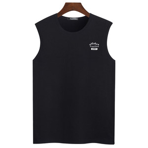 Pure cotton summer fitness sports vest sleeveless T -shirts loose outer piercing cross -column wide -shoulder men's large size hurried shoulder tide men