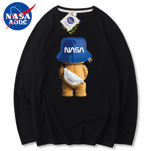 
NASADIEU pure cotton long-sleeved T-shirt spring and autumn men's autumn bottoming shirt loose large size cotton round neck top