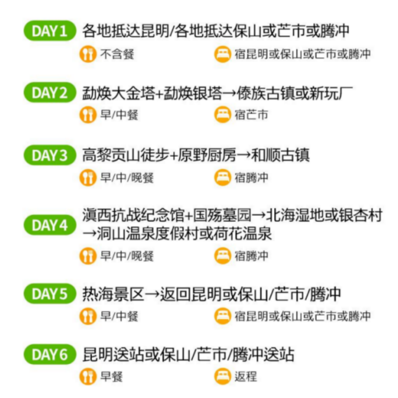 【高黎贡山徒步6人小团】云南旅游泡温泉芒市腾冲保山住4钻酒店