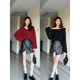Zhang Axing 2023 autumn and winter new style shiny and versatile lazy V-neck twist knitted sweater