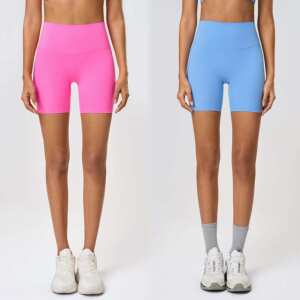 
Nude-feeling, no-embarrassing-line sports shorts for women, high-waisted, tummy-tightening, butt-lifting, cycling fitness three-quarter pants, running sports shorts