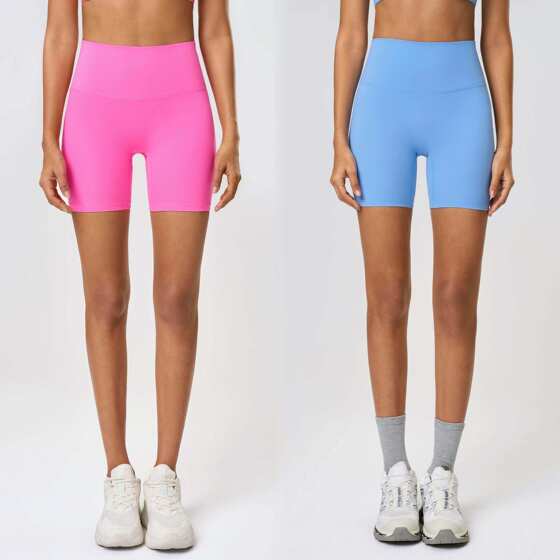 
Nude-feeling, no-embarrassing-line sports shorts for women, high-waisted, tummy-tightening, butt-lifting, cycling fitness three-quarter pants, running sports shorts