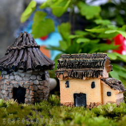 Fish Tank Moss Micro-Landscape Ornaments 6 Types of Thatched House Resin Small Houses Creative Crafts Zakka Style
