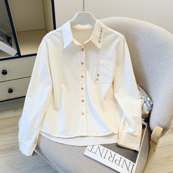Korean Style Heavy Embroidery Long-Sleeve Shirt Jacket for Women, Spring 2026 New Design Casual Shirt Outerwear Top