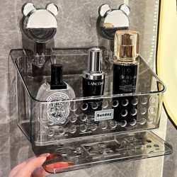 Suction Cup Storage Rack for Bathroom, Toilet, Washbasin, Bathroom Cosmetics, Wall-Mounted Washbasin, Draining Storage Box