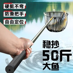 Fishing Net Pole, Complete Set of Fishing Net, Foldable Telescopic Stainless Steel Net Pole, Fishing Net Head, Fishing Gear