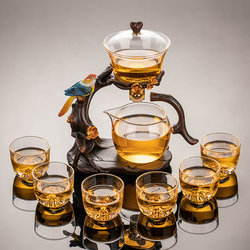 2025 New Model Glass Automatic Tea Set for Home Use, Light Luxury High-End Teacups, Magnetic Teapot, Lazy Tea Brewing Gadget
