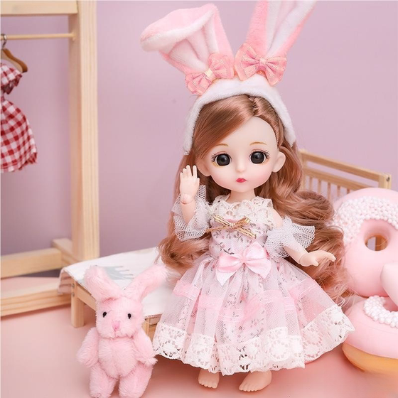 
16cm Tongaisha Princess Girl Toy Mini Small Snow Children's Simulation Doll Set Guava