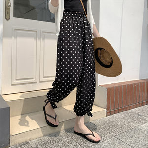 Fat mm chiffon anti -mosquito anti -mosquito pants female summer large size 200*0.5kg loose vertical beam Korean version of the nine -point lamp pants
