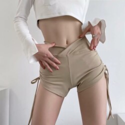 European and American Sexy Fitness Yoga Drawstring Pole Dancing Sports Shorts for Women, Summer High-Waisted Butt-Lifting Peach Butt Hot Pants