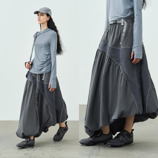 
Semi-circle women's clothing [sports] 2025 summer high waist sporty irregular splicing skirt women's a-line skirt long skirt