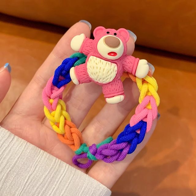 Chinese Valentine's Day handmade diy strawberry bear bracelet small rubber band for boyfriend bracelet couple best friend hair rope female