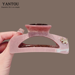 Trendy Pink Hollow-Out Hair Clip for Women, Cartoon Dog Large Claw Clip, Hair Styling Tool for the Back of the Head, Shark Clip Hair Accessory